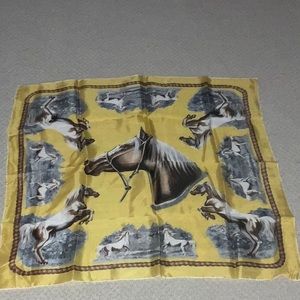 60s or 70s 100% Rayon Horse Themed Scarf